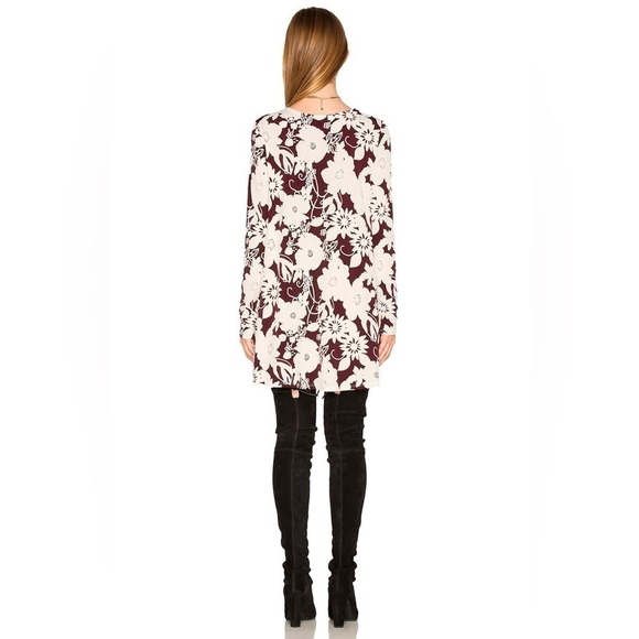 Show Me Your Mumu Tyler Tunic Dress, Burgundy Bloom Spandy, Size S - Picture 3 of 8